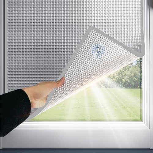 Sonnenschutzfolie Für Glasfenster 8mm Doppelte Aluminiumblasen-isolier Fensterfolien UV-Schutz Sonnenschutzfolie Mit Saugnäpfen Für Das Heimbüro,Garage(50x180cm) von Generic