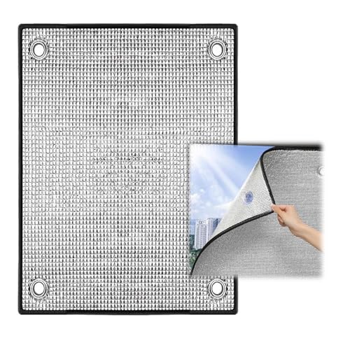 Sonnenschutzfolie Für Glasfenster 8mm Fensterfolien Doppelte Aluminium Isolierfolie Mit Saugnäpfen UV-Schutz Selbstklebend Sichtschutzfolie Für Fenste Verdunkelungsfolie(30x60 cm) von Generic
