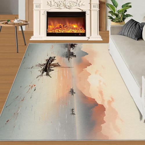 Sonnenuntergang Berge See Teppich Minimalistisches Seeboot Schlafzimmerteppiche Naturlandschaft 80x150 Rug Sonnenuntergang Vorleger Rutschfester Teppich Für Stark Frequentierte Bereiche von BEQUTIY