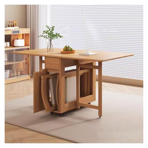 Space-Saving Solid Wood Folding Dining Table Set with Extendable Drop Leaf And 4/6 Chairs - Compact & Stylish for Small Kitchens & Dining Rooms, 4-6 People von Generic