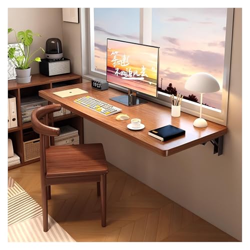 Space-Saving Wall-Mounted Folding Desk Brown 31.5"x15.7" Computer Table Drop-Leaf Kitchen Table Compact Floating Workstation for Home Office or Small Spaces von Generic