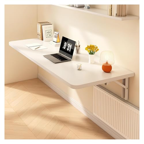 Space-Saving Wall-Mounted Folding Desk White Drop-Leaf Table for Kitchen & Computer Compact 80x30cm (31.5x11.8in) Foldable Floating Workstation von Generic