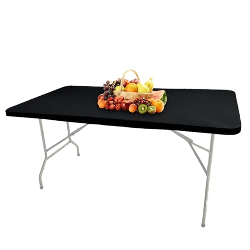 Spandex-Tischdecke, schwarze rechteckige Tischdecke, elastische Picknick-Tischabdeckung – elastische Terrassentischabdeckung, Schutz für Party, Outdoor, Picknick von Generic