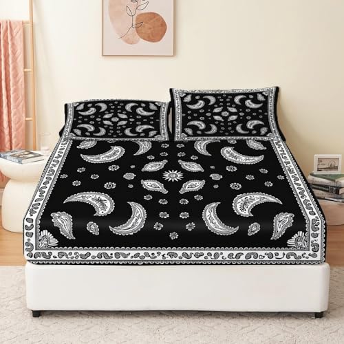 Spannbettlaken 140 x 200 cm Einfaches Paisley-Muster im flachen Stil Spannbetttuch Bis 30 cm Matratzenhöhe Farbe Bettlaken Weiche Polyester-Mikrofaser Spannbettlaken 140 x 200 cm Einfaches Paisley-Muster im flachen Stil Spannbetttuch Bis 30 cm Matratzenhöhe Farbe Bettlaken Weiche Polyester-Mikrofaser von Generic