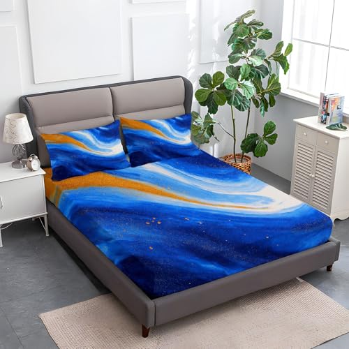 Spannbettlaken 140 x 200 cm Kinder Matratzenschoner, 100% Mikrofaser Spannbetttuch Abstrakte Marmorfarbe Wirbelt für bis 25-30 cm Matraze, Himmelblau Spannbettlaken 140 x 200 cm Kinder Matratzenschoner, 100% Mikrofaser Spannbetttuch Abstrakte Marmorfarbe Wirbelt für bis 25-30 cm Matraze, Himmelblau von Generic