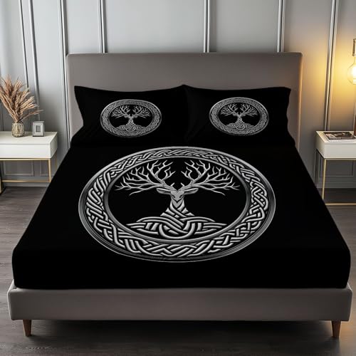 Spannbettlaken 140 x 200 cm Kinder Matratzenschoner, 100% Mikrofaser Spannbetttuch Geometrische Textur des Logos für bis 25-30 cm Matraze, Schwarz von Generic