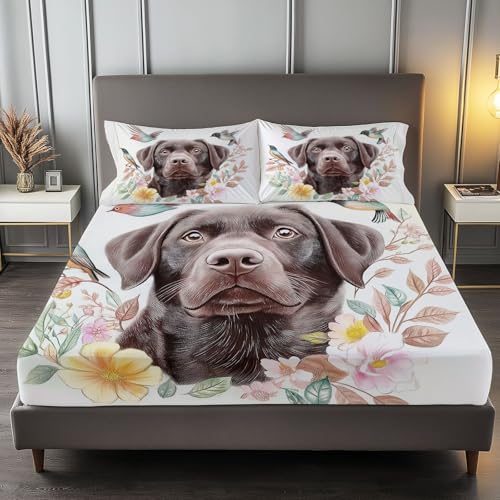 Spannbettlaken 160 x 200 cm Kinder Matratzenschoner, 100% Mikrofaser Spannbetttuch Tiere Hund Blumen für bis 25-30 cm Matraze, Lichtfarbe Spannbettlaken 160 x 200 cm Kinder Matratzenschoner, 100% Mikrofaser Spannbetttuch Tiere Hund Blumen für bis 25-30 cm Matraze, Lichtfarbe von Generic