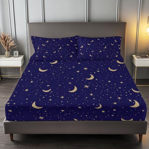 Spannbettlaken 180 x 200 cm Kinder Matratzenschoner, 100% Mikrofaser Spannbetttuch Himmlischen Himmel Mond für bis 25-30 cm Matraze, Marineblau Spannbettlaken 180 x 200 cm Kinder Matratzenschoner, 100% Mikrofaser Spannbetttuch Himmlischen Himmel Mond für bis 25-30 cm Matraze, Marineblau von Generic