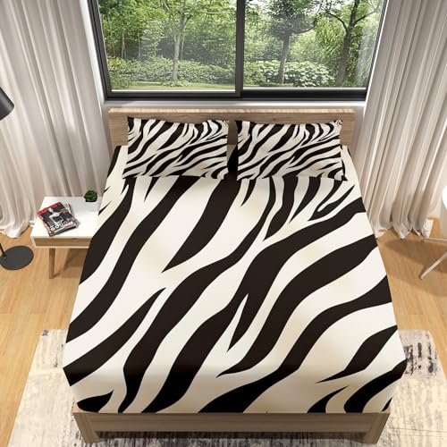 Spannbettlaken 180x200cm Kinder Matratzenschoner Tierische Zebrastreifen Schwarz Und Weiß Spannbetttücher Weiches Mikrofaser Spannbettlaken für Boxspringbetten und Topper bis 30 cm Höhe Spannbettlaken 180x200cm Kinder Matratzenschoner Tierische Zebrastreifen Schwarz Und Weiß Spannbetttücher Weiches Mikrofaser Spannbettlaken für Boxspringbetten und Topper bis 30 cm Höhe von Generic