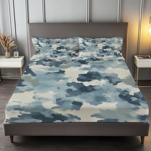 Spannbettlaken 200 x 200 cm Kinder Matratzenschoner, 100% Mikrofaser Spannbetttuch Tarnmuster Im Militärstil für bis 25-30 cm Matraze, Grau Spannbettlaken 200 x 200 cm Kinder Matratzenschoner, 100% Mikrofaser Spannbetttuch Tarnmuster Im Militärstil für bis 25-30 cm Matraze, Grau von Generic