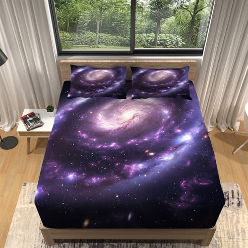 Spannbettlaken 200 x 200 cm Universum-Sternensystem Muster Spannbetttuch Microfaser Lila Herbst-Bettwäsche-Dekor-Set für bis 30 cm Matraze Plus 2 Kissenbezüge 80 x 80 cm Spannbettlaken 200 x 200 cm Universum-Sternensystem Muster Spannbetttuch Microfaser Lila Herbst-Bettwäsche-Dekor-Set für bis 30 cm Matraze Plus 2 Kissenbezüge 80 x 80 cm von Generic