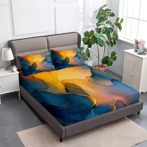 Spannbettlaken 3-teiliges Set 140 x 200 cm Abstrakte Alkohollinien, Rutschfestem Spannbettlaken Mikrofaser Matratzenschoner bis 30cm Hohe für Matratzen in Vielen Größen, Farbe Spannbettlaken 3-teiliges Set 140 x 200 cm Abstrakte Alkohollinien, Rutschfestem Spannbettlaken Mikrofaser Matratzenschoner bis 30cm Hohe für Matratzen in Vielen Größen, Farbe von Generic