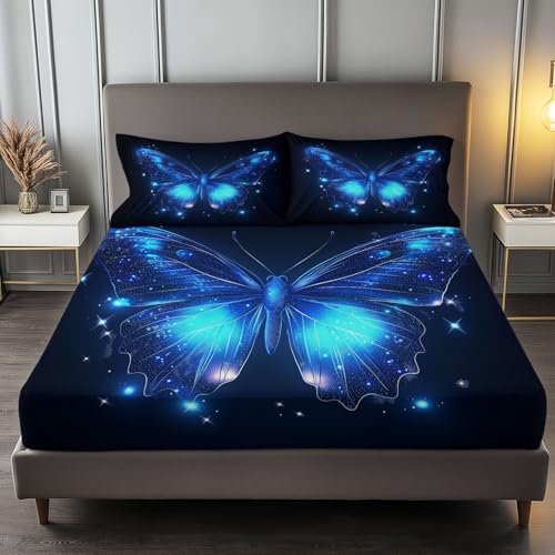 Spannbettlaken 90 x 200 cm Kinder Matratzenschoner, 100% Mikrofaser Spannbetttuch Fantasie Schmetterling Glühen für bis 25-30 cm Matraze, Schwarz Spannbettlaken 90 x 200 cm Kinder Matratzenschoner, 100% Mikrofaser Spannbetttuch Fantasie Schmetterling Glühen für bis 25-30 cm Matraze, Schwarz von Generic
