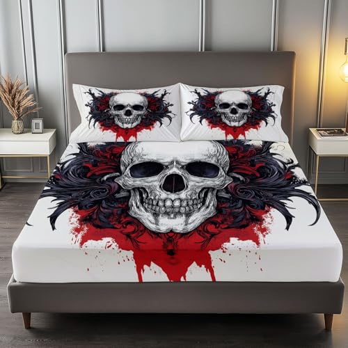 Spannbettlaken 90 x 200 cm Kinder Matratzenschoner, 100% Mikrofaser Spannbetttuch Fantasie-Totenkopf-Muster für bis 25-30 cm Matraze, Lichtfarbe Spannbettlaken 90 x 200 cm Kinder Matratzenschoner, 100% Mikrofaser Spannbetttuch Fantasie-Totenkopf-Muster für bis 25-30 cm Matraze, Lichtfarbe von Generic