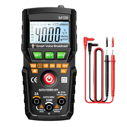 Spannungsprüfer Multimeter | 4000-Count Strom Spannungsmessgerät - Elektroprüfgerät Mit Sprachausgabe Für Elektriker Haushalt Steckdose Autobatterie Reparatur Wartung von Generic