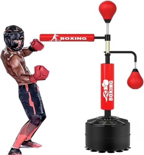 Speed Boxball Mit Schwingarm, Boxreaktionsziel Mit Peitschenbeinziel, Schwerer Boxsack Mit Saugnapfbasis, Höhenverstellbarer Boxsack Für Erwachsene Kinder, Red, Adult von Generic