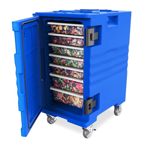 Speisewärmer für Catering, 82 QT Isolierter Speisenträger mit Rollen, Nylonverschluss und Griffen für 5 große Pfannen (nicht im Lieferumfang enthalten) für Catering, Versammlungen von Generic
