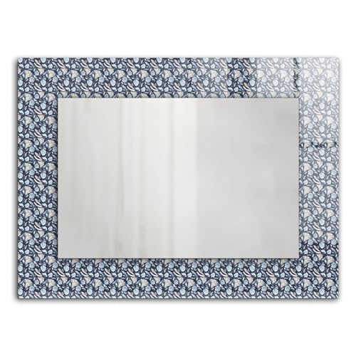 Spiegel 80x60cm mit einzigartigem Glasrand | Künstlerisch bedruckter Rahmen | Raffiniertes Wandobjekt - Blaues Blumenmuster Spiegel 80x60cm mit einzigartigem Glasrand | Künstlerisch bedruckter Rahmen | Raffiniertes Wandobjekt - Blaues Blumenmuster von Generic