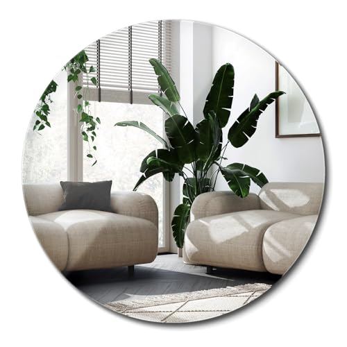 Spiegel Runden Ø 40 cm Minimalist Rahmenlos Badezimmerspiegel Wanddekoration Modern Wandspiegel Rund Dekoration für Schlafzimmer Wohnzimmer Flur Wandmontage von Generic