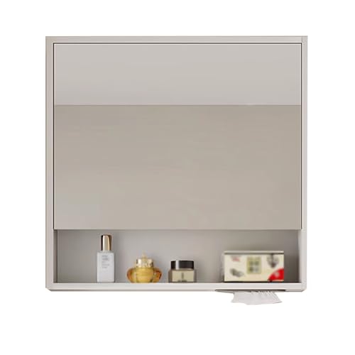 Spiegelschrank Klein Schmal Offene Ablagefächer Hängeschrank Schlafzimmer Metallbeschläge Keine Montage Erforderlich Geeignet für Badezimmer, Über der Toilette(B,58 * 70cm) von Generic