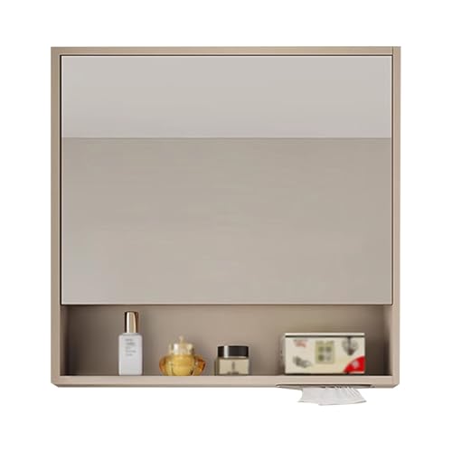 Spiegelschrank Klein Schmal Offene Ablagefächer Hängeschrank Schlafzimmer Metallbeschläge Keine Montage Erforderlich Geeignet für Badezimmer, Über der Toilette(D,58 * 70cm) von Generic