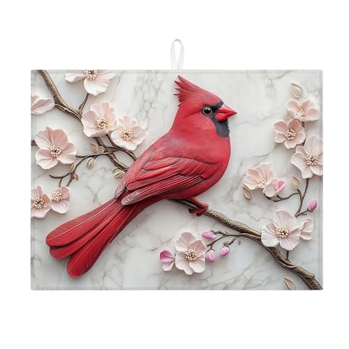 Spring Blossoms Waschtrockner Top Protector Matte, Keramik inspirierte Kardinalvogel, saugfähige Matte, Retro-Mikrofaser, Waschküchenabdeckung, 45,7 x 61 cm von Generic