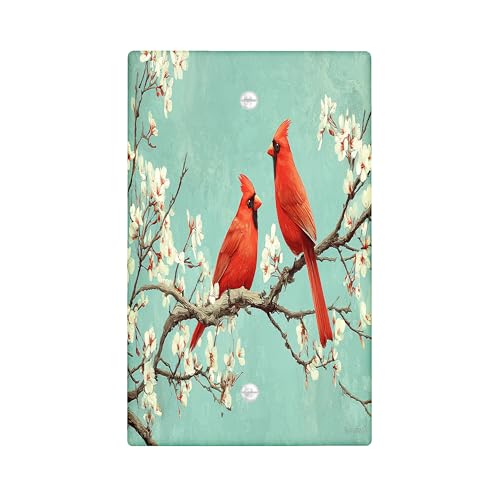 Spring Cardinal Lichtschalter-Abdeckplatten/Steckdosenabdeckungen, aquablaues Vogel-Design für Heimdekoration, Thermoplastische Wandplatten, Standardgröße Rohling Abdeckplatte von Generic