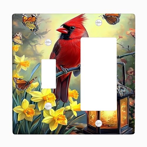 Spring Cardinal Lichtschalter-Abdeckplatten/Steckdosenabdeckungen, lebendiges rotes Vogel-Dekor für Heimakzente, thermoplastische Wandplatten, Standardgröße, Kippwippe Spring Cardinal Lichtschalter-Abdeckplatten/Steckdosenabdeckungen, lebendiges rotes Vogel-Dekor für Heimakzente, thermoplastische Wandplatten, Standardgröße, Kippwippe von Generic