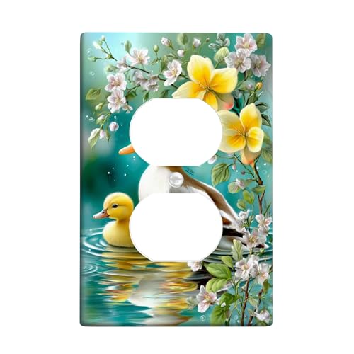 Spring Ducklings Lichtschalter-Abdeckplatten/Steckdosenabdeckungen, gelbe Baby-Enten mit floralen Akzenten, thermoplastische Wandplatten, Standardgröße, Einzel-Duplex-Steckdose Spring Ducklings Lichtschalter-Abdeckplatten/Steckdosenabdeckungen, gelbe Baby-Enten mit floralen Akzenten, thermoplastische Wandplatten, Standardgröße, Einzel-Duplex-Steckdose von Generic