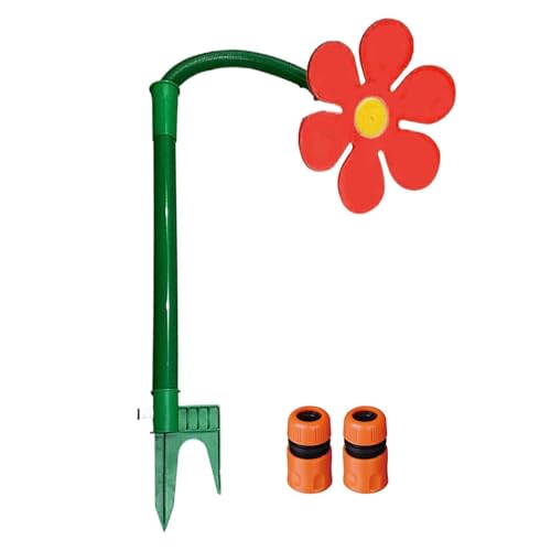 Sprinkler Blume Garten, 6 m Reichweite, 360° Rasensprinkler Tanzende Blume, Spritzblume, Bewässerung Sprenger beweglich, Rasensprenger, Gartensprenger, für Hof, Garten, Rasen 105 x 28 x 28 cm (Rot) von Generic