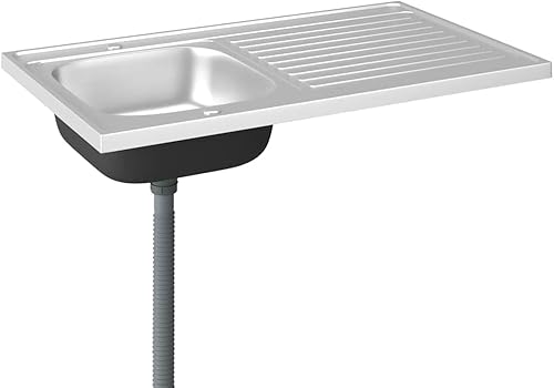 Spüle mit Abtropffläche Set Silbern Edelstahl Spüle mit Unterschrank Waschbecken Ausgussbecken Spülbecken Küchenarbeitsplatte Kitchen Sink Küchenspülen+(Size:100x60x15,5cm) von Generic