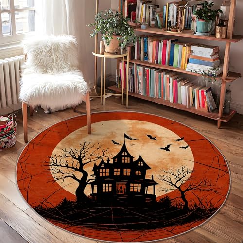 Spukhaus-Teppich, Halloween, Gothic, Fledermäuse, Mond, Halloween, Orange, rutschfeste Unterseite, für den Innenbereich, Fußmatte, Akzente, Teppich, fusselfrei, Badezimmer, Tür, Eingang, Nachttisch Spukhaus-Teppich, Halloween, Gothic, Fledermäuse, Mond, Halloween, Orange, rutschfeste Unterseite, für den Innenbereich, Fußmatte, Akzente, Teppich, fusselfrei, Badezimmer, Tür, Eingang, Nachttisch von Generic