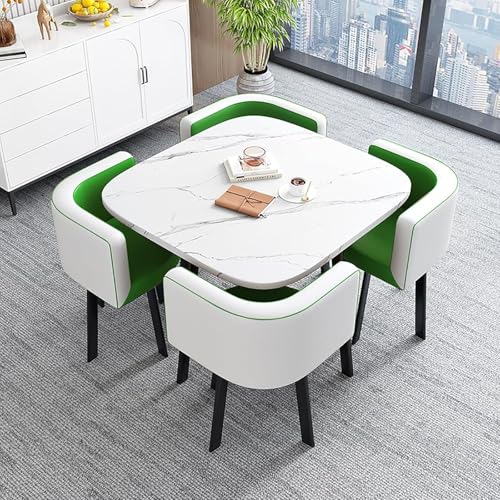 Square Diig Tisch Ad 4 Stühle Set, Couchtisch Ad Stuhl Combiatio Balcoy Livig Raum Diig Tisch, Marmor Tisch Ad Stühle Tisch, Louge Diig Kitche, Style 13, 80 * 80 * 75cm von Generic