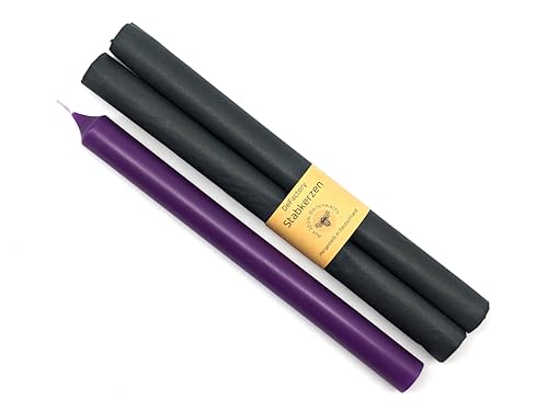 Stabkerzen 100% Bienenwachs 2 Stück Brenndauer ca. 14 Stunden glatte Oberfläche Höhe 25 cm, Ø 2,2 cm Premium Kerzen durchgefärbt Tafelkerze Haushaltskerze (Lila) von Generic