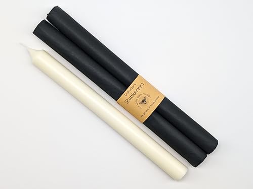 Stabkerzen 100% Bienenwachs 2 Stück Brenndauer ca. 14 Stunden glatte Oberfläche Höhe 25 cm, Ø 2,2 cm Premium Kerzen durchgefärbt Tafelkerze Haushaltskerze (Weiß) von Generic