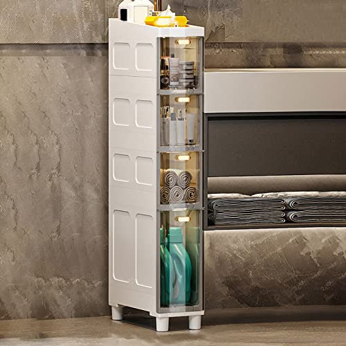 Stackable Storage DrawersSlim High Cabinet for Bathroom 3/4/5 Levels Side nizer with Plastic Drawers and Wheels Narrow Comfort Tower Storage Solution von Generic