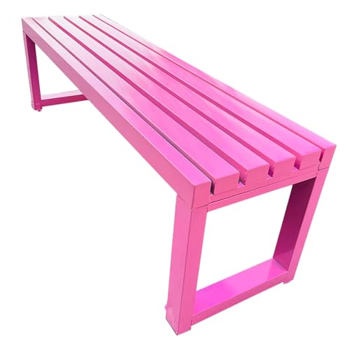 Stahl Gartenbank Lamellen, Sitzbank Wetterfest 2-Sitzer für Hof, Garten, Terrasse, Balkon(Pink,120x40x45cm) von Generic