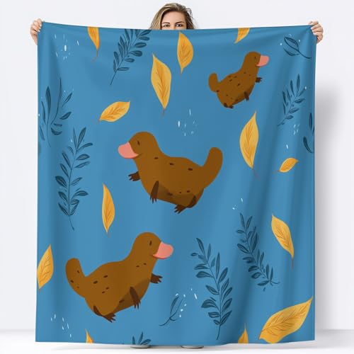 Stahlblau Bedruckt Sherpa Decke Werfen 220 x 240 cm, Cartoon Blätter Tiere Weiche Plüsch Überwurfdecke für Bett Couch Sofa Büro Camping Stuhl Wohnzimmer - Fuzzy Fleece Decke Für Kinder Mädchen von Generic