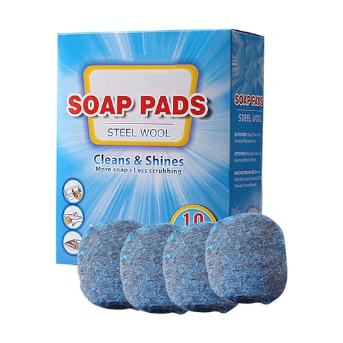 Stahlwolle-Seifenpads, Metall-Schrubberbürste - Vorgeseiftes Schrubberpad für die Küche,Fettreinigungsbürste, Stahlwolle-Seifenpads-Bürste für Geschirr, Töpfe, Pfannen von Generic