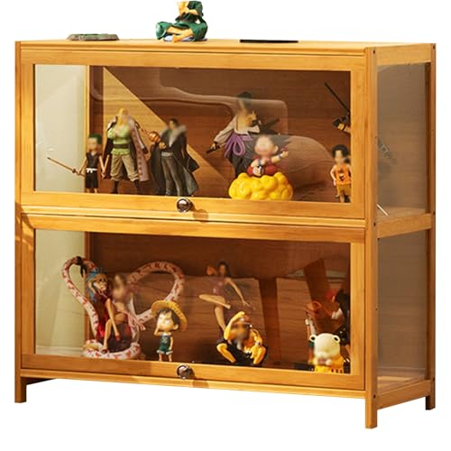 Stand Vitrine, Display Cabinet mit Acryltüren, Klapptürdesign, Durchsichtige Vitrine, for Spielzimmer(Natural,80cm/31.5in) von Generic