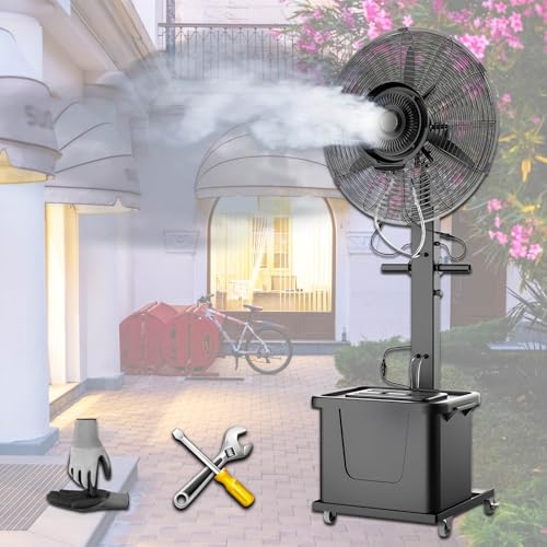 Standventilator Mit Wasserkühlung Mit Sprühnebel 3 Geschwindigkeiten 90° Oszillierender Nebelventilator Für Gewerbliche Privathaushalte, Kühlventilator(Non-liftable,750) von Generic