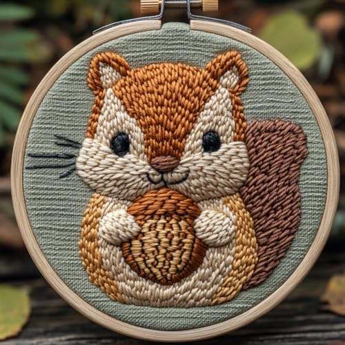 Stanznadel-Set für Anfänger, fröhliche Eichhörnchen-Stickerei, handgefertigt, saisonal, festlich, DIY, Urlaub, kreatives Set, Stanzstich-Set für Erwachsene, Nadelstanzer-Sets für Erwachsene Stanznadel-Set für Anfänger, fröhliche Eichhörnchen-Stickerei, handgefertigt, saisonal, festlich, DIY, Urlaub, kreatives Set, Stanzstich-Set für Erwachsene, Nadelstanzer-Sets für Erwachsene von Generic