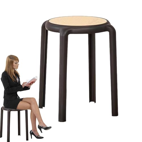 Stapelbare Hocker – Esszimmersitze, stapelbare runde Hocker | platzsparende Hocker im natürlichen Stil, stapelbare Esszimmerhocker, runde Esszimmerhocker von Generic