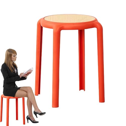 Stapelbare Hocker – Esszimmersitze, stapelbare runde Hocker | platzsparende Hocker im natürlichen Stil, stapelbare Esszimmerhocker, runde Esszimmerhocker von Generic