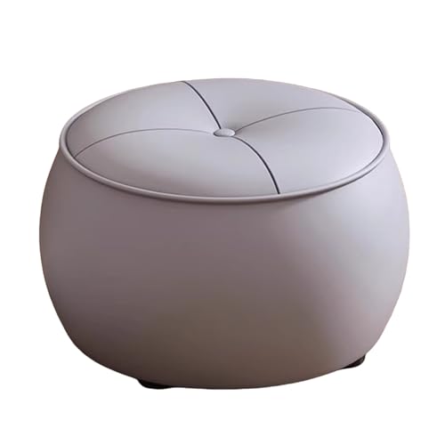 Stapelbarer runder Pouf-Hocker, Moderner Gepolsterter Schuhwechselhocker, Massivholzrahmen, Keine Montage Erforderlich, für Wohnzimmer, Schlafzimmer, Balkon, Eingang(Gray) von Generic