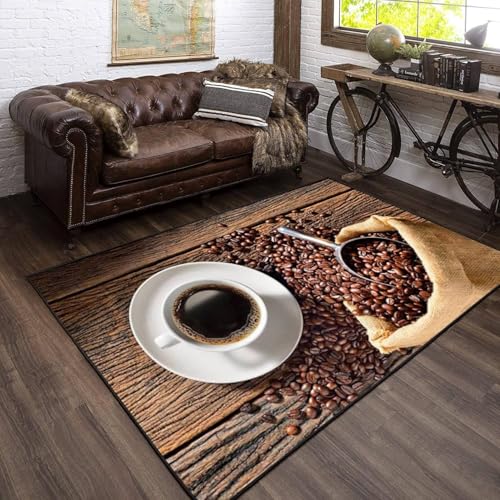 Starker Kaffee Restaurantteppich Aus Dem 3D-Drucker 80 X 120 Cm - Rutschfester Bodenmatten-Teppich Für Innentüren - Weicher Griff - Polyesterfaser - Leicht Zu Reinigen - Geeignet Für Küc -714919925738 von Generic