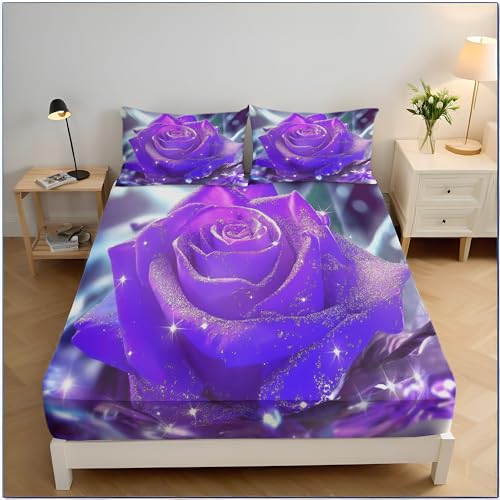 Starlight Lila Rose Punk Pflanze Spannbettlaken 160X200Cm - 30 cm Steghöhe - Weiches, Atmungsaktives Bettlaken Für Wasserbetten, Boxspringbetten Und Herkömmliche Matratzen Starlight Lila Rose Punk Pflanze Spannbettlaken 160X200Cm - 30 cm Steghöhe - Weiches, Atmungsaktives Bettlaken Für Wasserbetten, Boxspringbetten Und Herkömmliche Matratzen von Generic