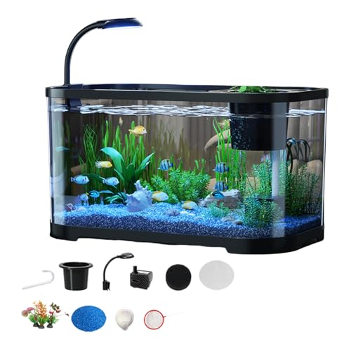 Starter-Set für Aquarium – kompakter und leiser Tank | Transparentes Büro-Aquarium, dekorativer Lebensraum für Fische, für Bettas, Schildkröten, Frösche, Wasserkreaturen Starter-Set für Aquarium – kompakter und leiser Tank | Transparentes Büro-Aquarium, dekorativer Lebensraum für Fische, für Bettas, Schildkröten, Frösche, Wasserkreaturen von Generic