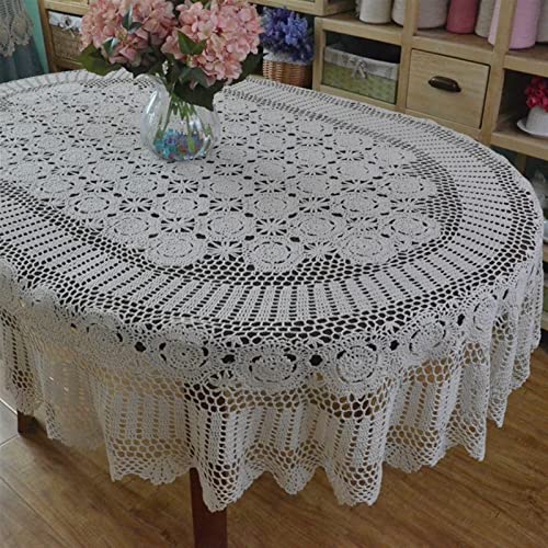 Startseite Spitze Tischdecken Handgemachte Häkeln Oval Abendessen Tischdecke Gehäkelte Spitze Baumwolle Oval Extra Lange Tischdecke, Beige, 180x240cm von Generic