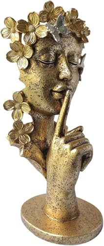Statue Orments Charakter Statue Orment Gesicht Stumm Desktop Dekorativ Schmückt Home Dekoration Maske Orments Arbeitszimmer Schlafzimmer Wohnzimmer Büro Wohnkultur, Gold von Generic